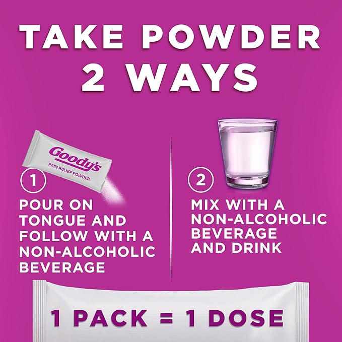 Goody's Headache Powder, Headache Relief with Acetaminophen and Aspirin, Mixed Fruit Blast Flavor Dissolve Packs, 4 Powder Sticks, 6 Pack