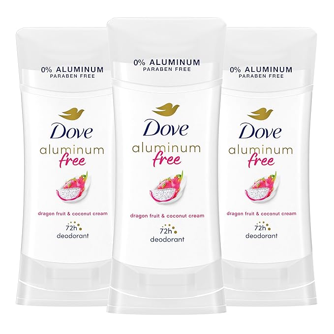 Dove Aluminum Free Deodorant for Women 3 Pack Dragon Fruit & Coconut Cream 72 hour odor protection 2.6oz