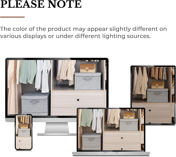 GRANNY SAYS Storage Baskets with Lids, Clothes Storage Boxes, Fabric Storage Bins, Keepsake Box, Closet Organizers and Storage, Gray, 2-Pack | Flip-Top Lid, Collapsible, Stackable, 3 Handles, Ideal for Closet Clothes Blanket Toys, Large, Gray, 2-Pack