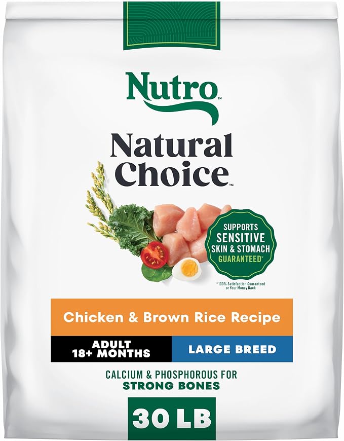 Nutro Natural Choice Large Breed Adult Dry Dog Food, Chicken & Rice, 30 lb | Real chicken #1 ingredient, non-GMO, made in USA, no corn, wheat, soy, supports joints, digestion, immunity, skin & coat