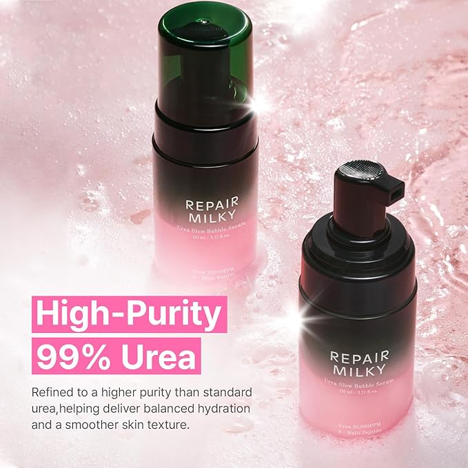 shaishaishai Repair Milky Urea Glow Bubble Serum, Gentle Glow Serum with Peptides, collagen bubble moisturizer, milky glow, Korean Skincare, 3.38 Fl Oz
