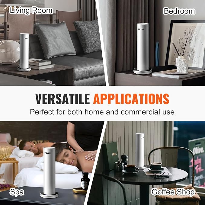 VEVOR Scent Machine for Home, 120ml Bluetooth Smart Essential Oil Diffuser with Cold Air Tech, Waterless Scent Diffuser for Spa, Yoga, Office, Hotel, Cover Up to 1000 sq.ft