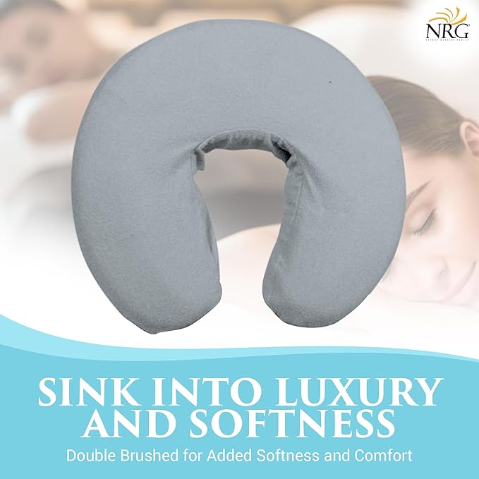 NRG Deluxe Flannel Face Cradle Covers 100% Brushed Cotton Face Rest Covers - Protect Your Massage Table Face Cradle - Adds Warmth and Comfort - 13" x 13" x 6" - 200 Thread Count - Color Ocean