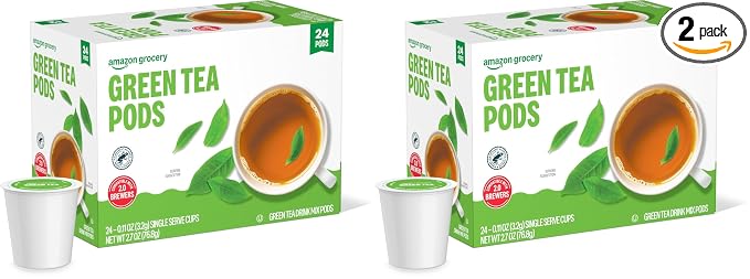 Happy Belly Tea Pods Compatible with 2.0 K-Cup Brewers, Green Tea, 24 Count (Previously Solimo) (Pack of 2)
