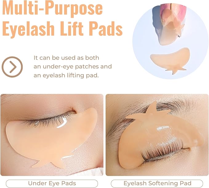 Libeauty Flat Lash Lift Shields, Ultra-Thin Korean Silicone Softening Pads for No.1 Perm Step Only, Reusable & Self-Adhesive Eyelash Lift Pads Exclusive for Lash Artist Eye Patch 1Pair (Orange)