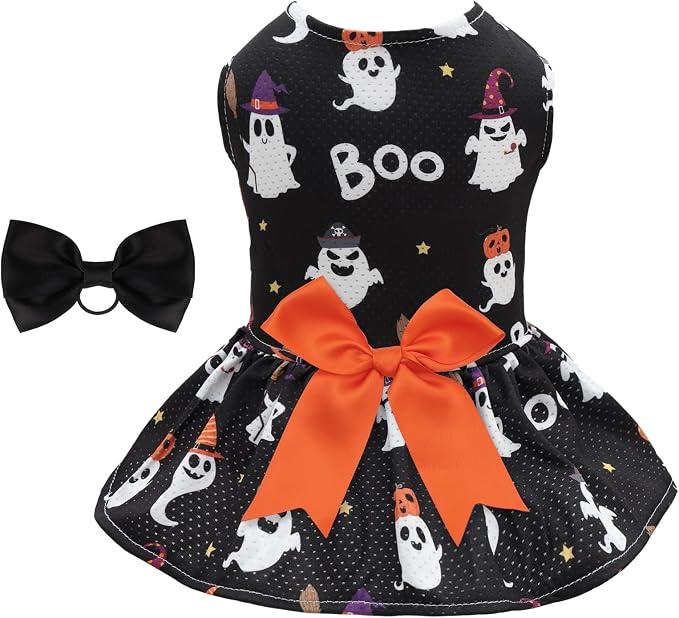 CuteBone Dog Mesh Dress Halloween Puppy Sundress Pet Outfit Summer Fashion for Small Dogs Girl Cat Clothes