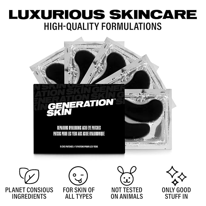 Generation Skin Eye Patches for Dark Circles and Puffiness, Under Eye Mask with Hyaluronic Acid, Vegan and Cruelty-Free Under Eye Patches, Hyaluronic Acid Eye Masks, 5-Pack