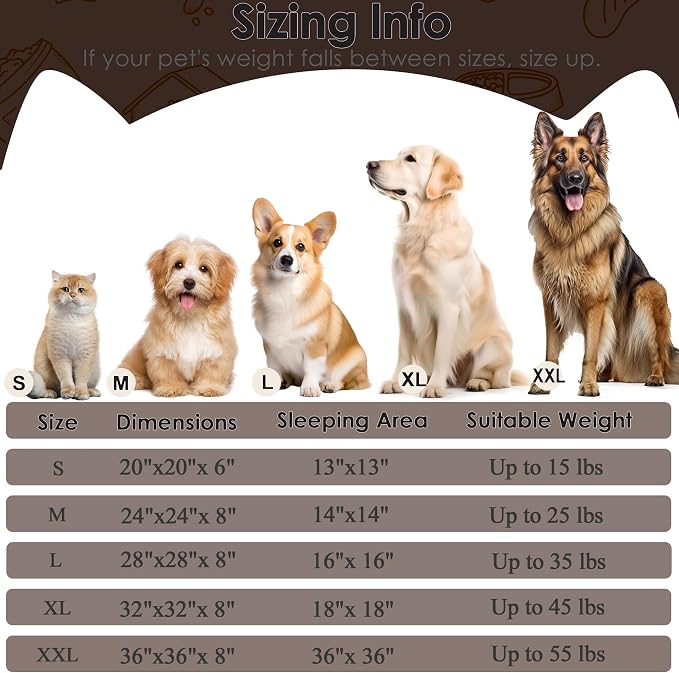 Dog Beds Large Sized Dog and Cats, 32in Pet Beds for Large Pet, Washable Indestructible Extra Large Dog Bed (Coffee)
