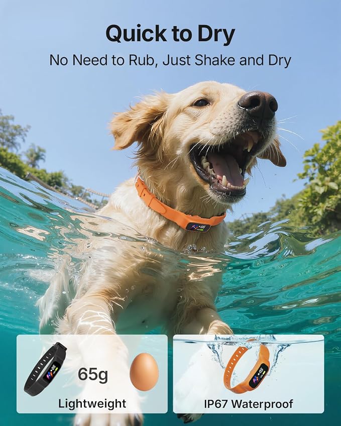 Anti Bark Collar for Small Medium Large Dogs, Vibrating Dog Collars No Shock, Rechargeable Smart AI Bark Collar, Automatic Dog Training Collar, IP 67 Waterproof Dog Barking Collar (Orange)
