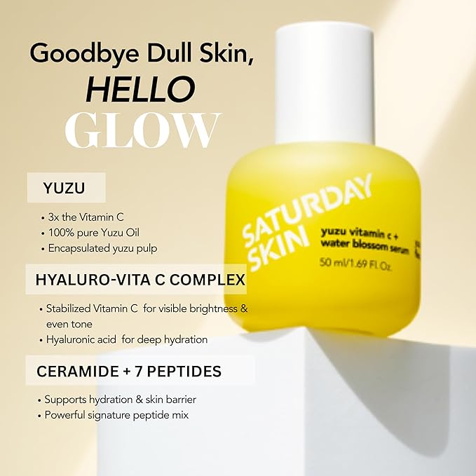 Vitamin C Serum For Face From Yuzu - Brightening Formula With Hyaluronic Acid 7 Peptide Mix And Niacinamide, Deeply Hydrate, Improve Uneven Skin Texture, Vegan, Korean Skin Care (30 ml)