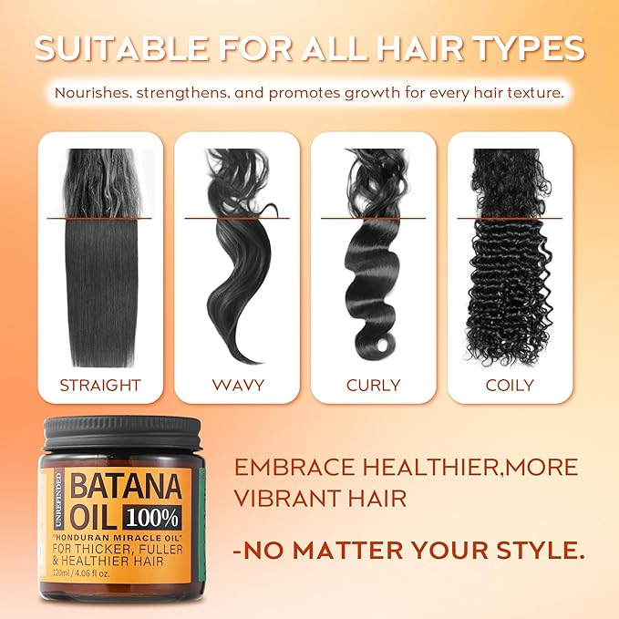 Batana Oil for Hair Growth Dr Sebi, 100% Raw Organic Batana Hair Mask from Honduras, Wild Growth Hair Oil, Scalp Oil Promotes Hair Thickness, Prevents Loss for Men & Women, 2 fl oz