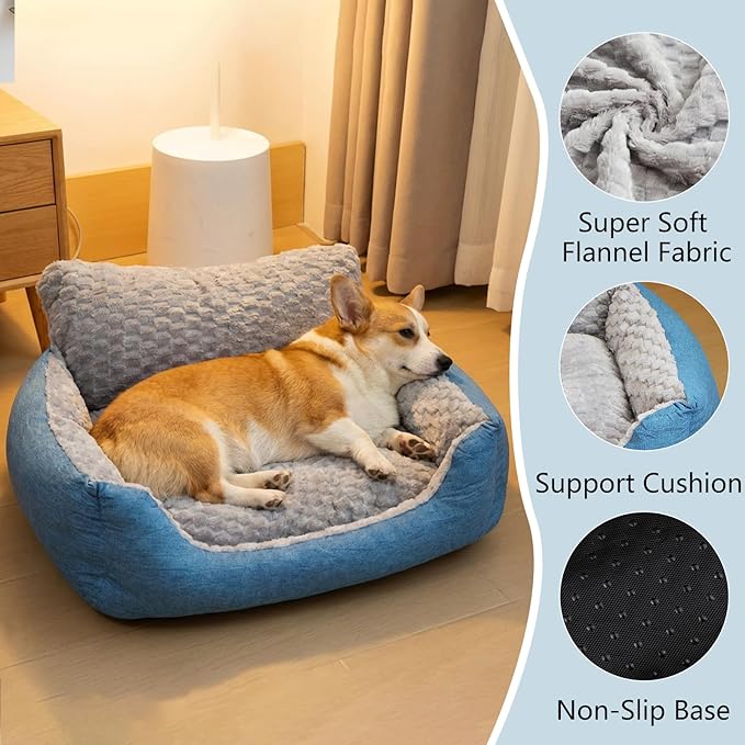 XL Large Dog Bed,47"x35"x14.5" High Backrest Bolster Sofa, Dual-Sided All Season Plush Pet Bed, Non-Slip Base & Washable Design for Extra Large Dogs, Up to 99 lbs