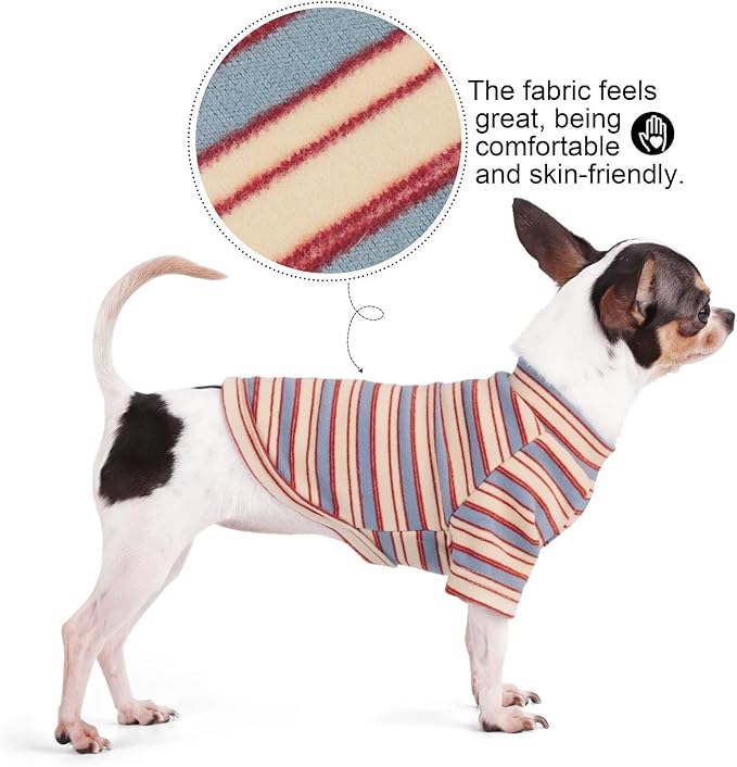Paiaite Stylish Striped Block Dog Shirt Breathable Clothes Red&Blue 3XL | Wrinkle resistant comfy wear, suitable for small medium large dogs, great daily outfit Warm for all pet lovers