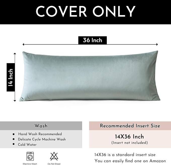Artscope Luxury Velvet Lumbar Pillow Cover Super Soft Decorative Rectangle Throw Pillow Covers Case Cushion Covers for Sofa Couch Bedroom Car Decor 14x36 Inch Light Grey