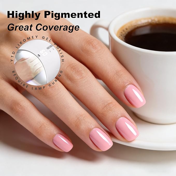 YTD Likomey Gel Nail Polish,15ml Light Pink Salon Home DIY Art Manicure and Pedicure UV Varnish Gift,CS475