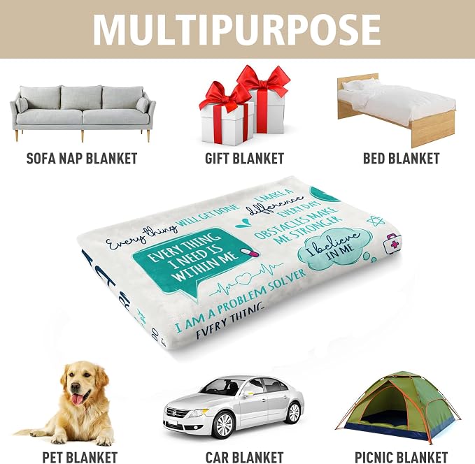 Craftique Nurse Gifts for Women Men- Nurse Blanket with Daily Affirmations | LPN RN Gifts for Nurses, Appreciation/Graduation/Christmas/Birthday Gifts for Nurse, Nursing School, Nurses Week/Day, Soft
