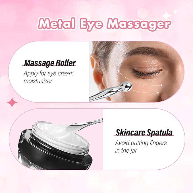 Reusable Eye and Smile Line Patches, Silicone Under Eye Patches and Nasolabial Folds Patches, Silicone Wrinkle Patches for Fine Lines & Dark Circles with Metal Applicator, Visible Metal Case