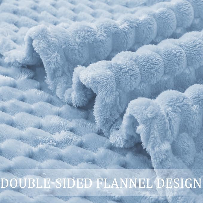 Exclusivo Mezcla 3D Fleece Twin Size Blanket for Bed, Stone Blue | Extra Soft Fuzzy Plush Lightweight Bed Blankets, Cozy Fluffy Decorative Blankets for All Seasons, 60x80 Inches