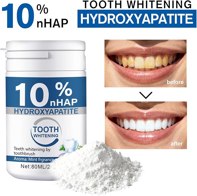 Microcrystalline Hydroxyapatite Powder, 10% Hydroxyapatite Tooth Powder Hydroxyapatites Toothpaste Powders 2 Pack / 80g