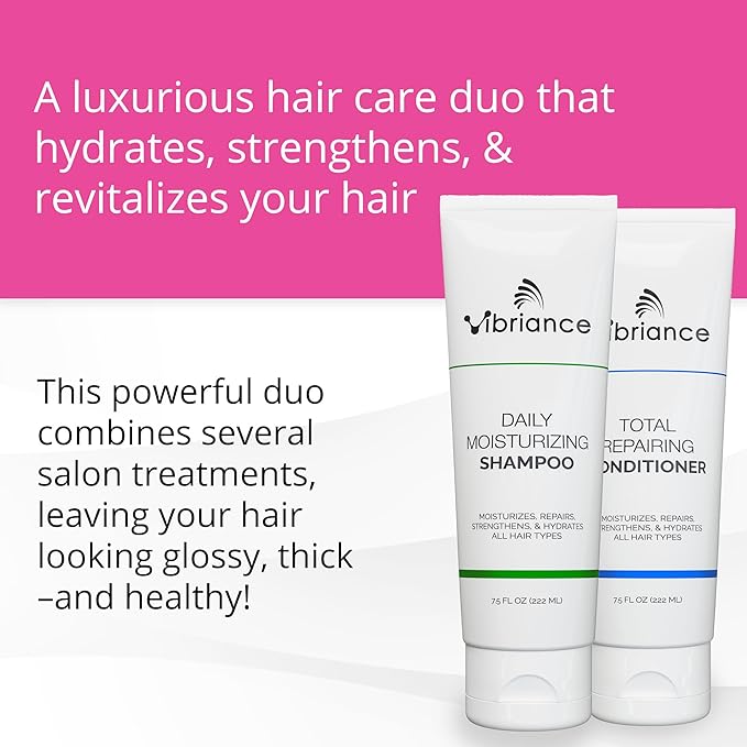 Vibriance Shampoo and Conditioner Set - Strengthening Wash Infused with Biotin for Dry, Damaged, Aging Hair - Deeply Hydrating, Moisturizing