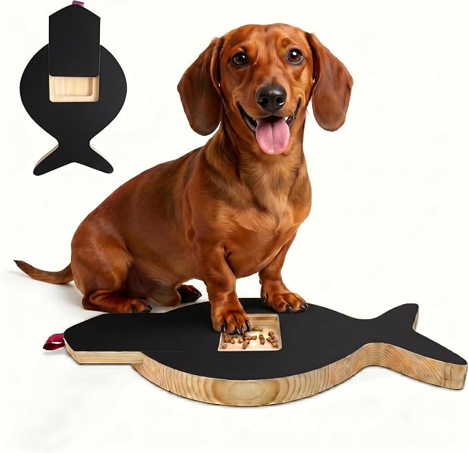 Dog Nail Scratch Board with Treat Drawer, Interactive Nail Filing Pad for Dogs, Gentle 120 Grit Scratcher for Front Paws, Anxiety-Free Training Tool with Replaceable Sandpaper