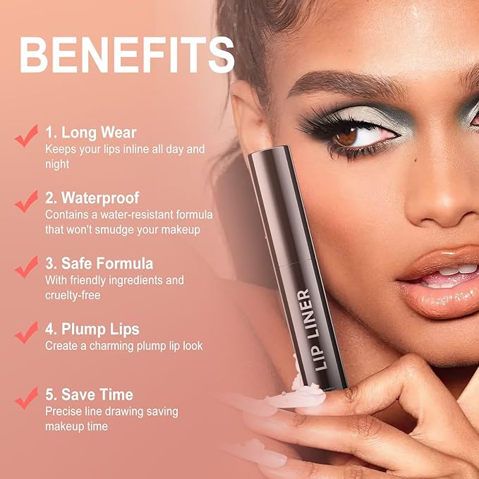 OETUIOW Lip Liner Stain, Lip Stain Moisturizing & Enhancing Complexion for All Skin Types Women, Lip Lint Waterproof & Long-Lasting (Nude)