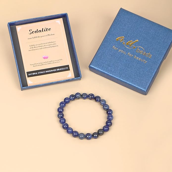 AD Beads Handmade Gemstone Stretch Elastic Bracelet Crystal Healing Reiki Nature's Beauty and Spiritual Essence Unisex