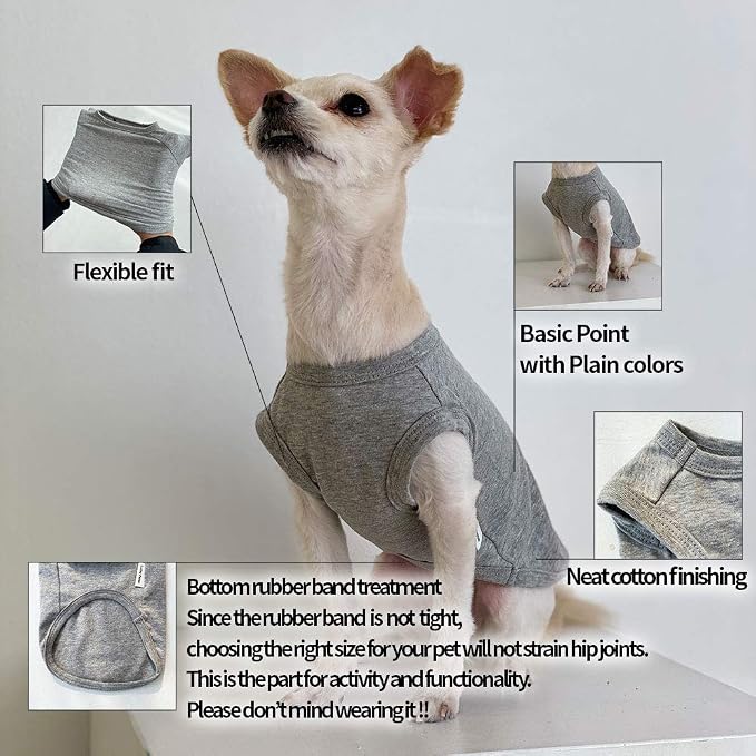 Dog Sleeveless Tank Top Cotton Shirts for Dogs Plain Sleeveless T-Shirts Soft Breathable Cool Dog Shirt pet Clothes (5X-Large, Black)