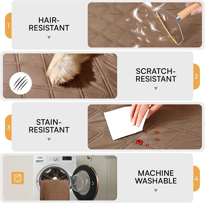Luciphia Waterproof Couch Cover for Dogs, Non-Slip Pet Sofa Protector | Non-slip waterproof couch cover scratch-resistant machine washable protects sofa bed from spills fur, Light Brown, 52" x 82"