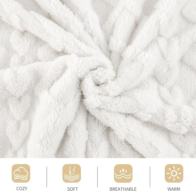 Aganear Fleece Throw Blanket for Couch Sofar 50"x60" White | Lightweight Fuzzy Throw,Warm Gift for Women,Christmas,Housewarming,Soft,Boho Design for Room Home Decor,All-Season Use