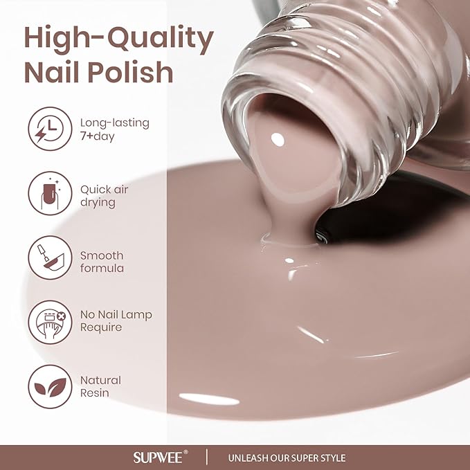 Brown Matte Nail Polish Quick Dry Fall Nail Polish Non Gel, Fast Drying Fingernail Polishes Air Drying Lacquer, Oil-based, Chip Resistant, Vegan, Fast Drying, Streak, Long Lasting