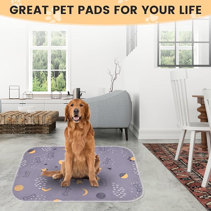 UPSKY Washable Pee Pads for Dogs 2 Pack 34" x 36", Waterproof, Non-Slip | Whelping Pads for Potty Training, Polyester, Waterproof Backing, Crates, for Playpen, Potty, Crate, Bed, Grey
