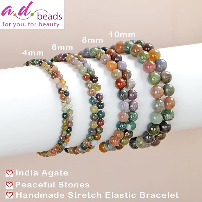 AD Beads Handmade Gemstone Stretch Elastic Bracelet Crystal Healing Reiki Nature's Beauty and Spiritual Essence Unisex