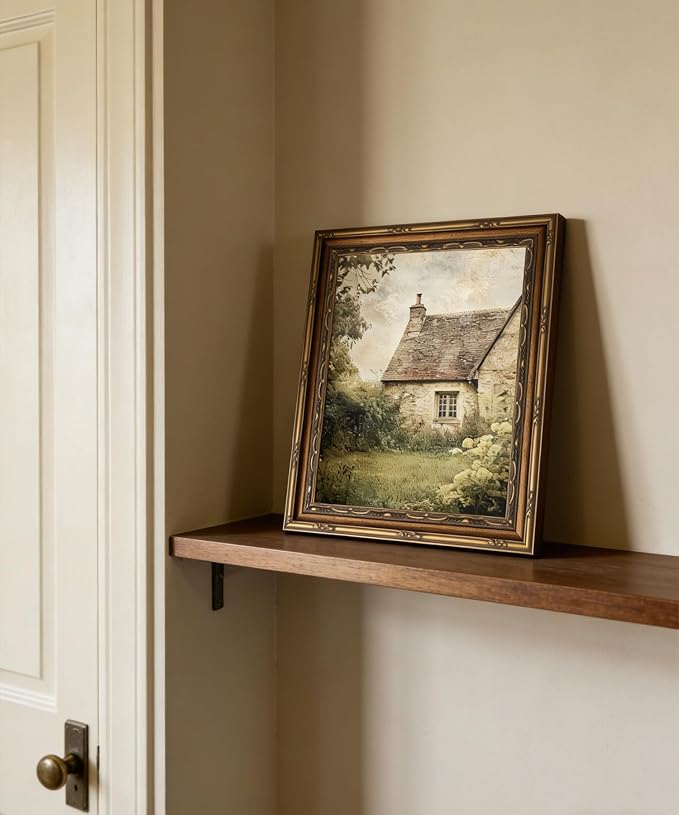 Gold Framed Wall Art Vintage Farmhouse Wall Art Rustic Cottagecore Wall Decor Picture Summer Countryside Nature English Landscape Poster Print Artwork for Living Room Bedroom 12x16in