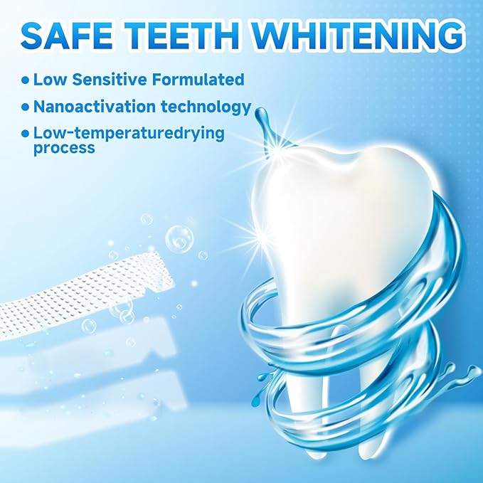 Milumber Teeth Whitening Strips for Sensitive, 28 Strips Whitener Safe Whitestrip, Deep Stains Removal Tooth Whitening, Enamel Safe Non-Slip Dry Strip Technology for Whiter Teeth, Mint