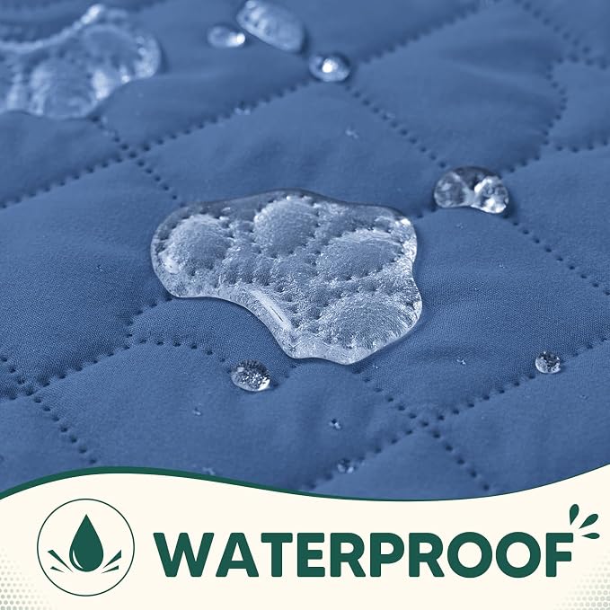 PAWFINITY Waterproof Couch Covers for Dogs, Pet Blanket for Sofa Washable | Paw Print Quilted, Hair Resistant, Anti Cat Scratch, Washable Furniture Protector for 3 Seat Sofa and Bed, 30x90 Inch, Blue