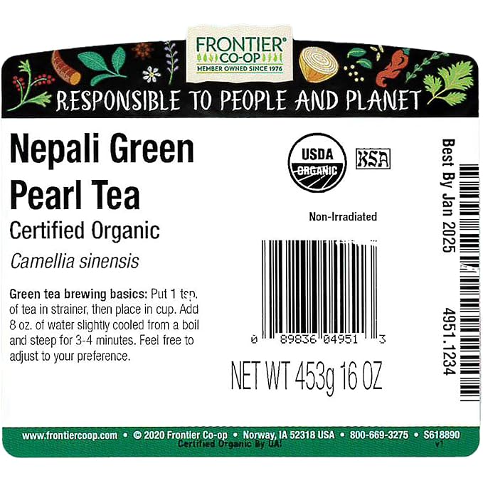 Frontier Bulk Nepali Green Pearl Tea, Organic, 1 Pound