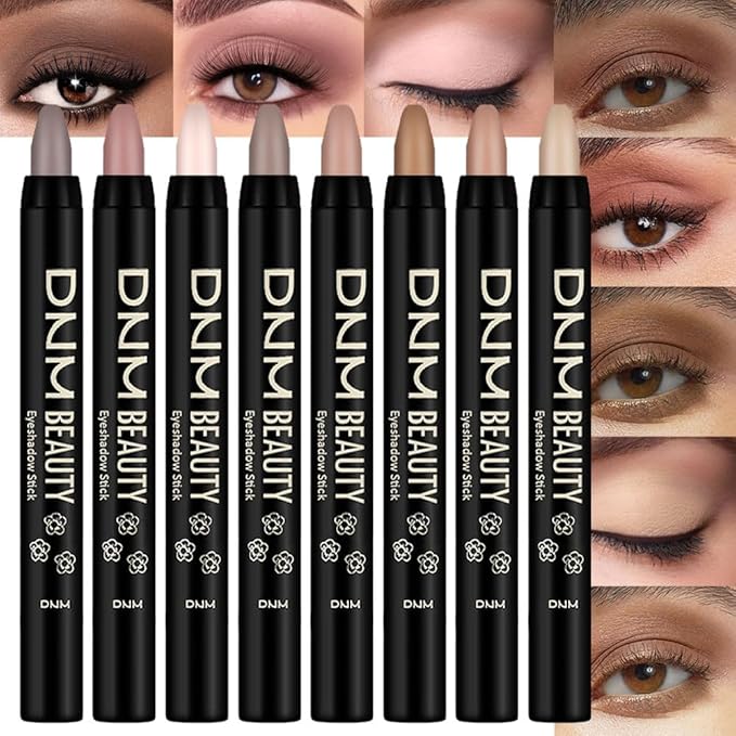 evpct 8Pcs Cream Eyeshadow Stick Set for Older Women, Brown Putty Desert Ginger Nude Brown Caramel Matte, Silky Matte Eyeshadow Applicator Sticks Waterproof, Blendable Eye Makeup sombras para ojos