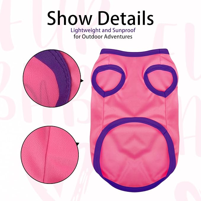 Color-Blocked Dog Tank Top with Playful Heat Transfer Designs – Lightweight Polyester Shirt for Small,MediumDogs, Perfect for Casual Outings.Fur Baby Pink M