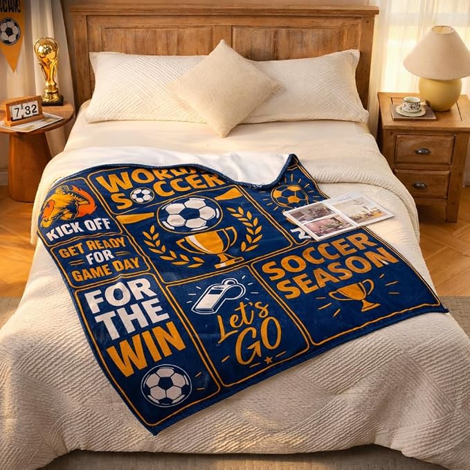 World Soccer 2026 Throw Blanket, Soccer Season Game Day Blanket, Soft Flannel Football Fan Blanket for Couch Bed, Decor Gift for Men Women Kids