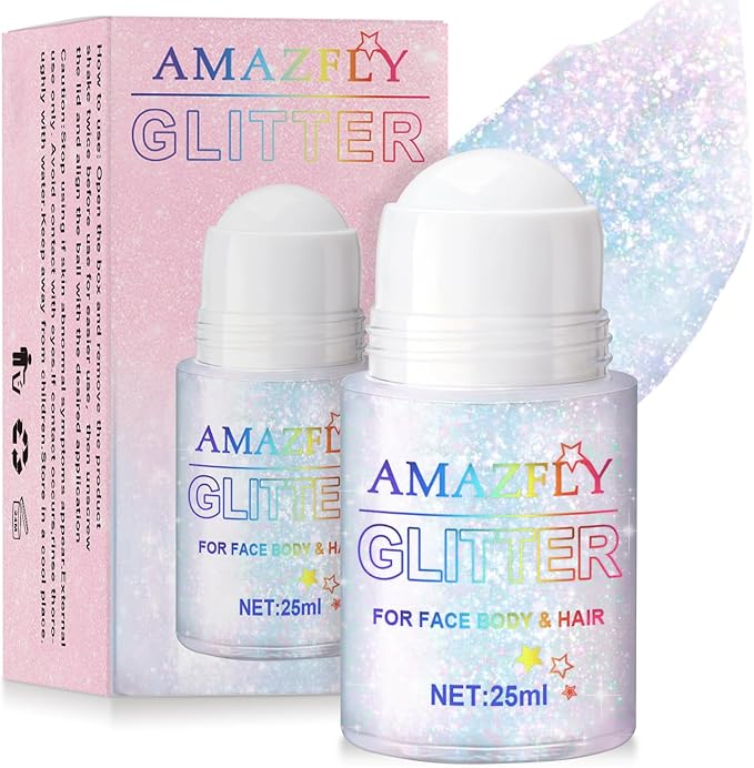 Roll-on Holographic Body Glitter Gel for Face and Hair, Chameleon Color Changing Glitter Gel Under Light, Chunky Mermaid Sequins Festival Party Rave Accessories Body Shimmer Makeup (Sparkling Pink)