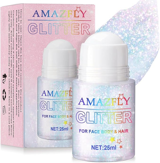 Roll-on Holographic Body Glitter Gel for Face and Hair, Chameleon Color Changing Glitter Gel Under Light, Chunky Mermaid Sequins Festival Party Rave Accessories Body Shimmer Makeup (Sparkling Pink)