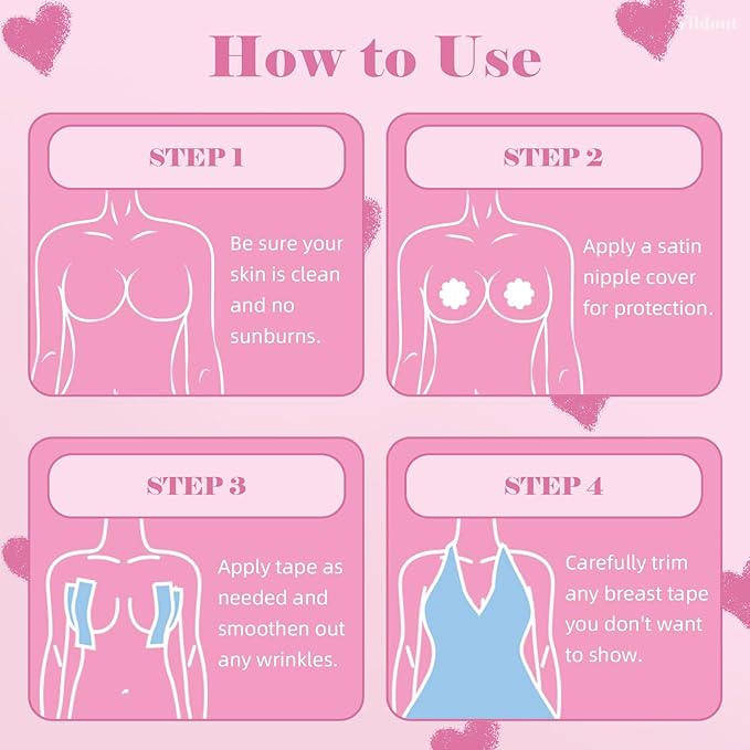 Boob Tape Kit - Boobtape for Breast Lift with Petals and Covers, Breathable Sticky Adhesive Bra Tape, Push Up Boobytape for Large Breasts A-G Cup Beige