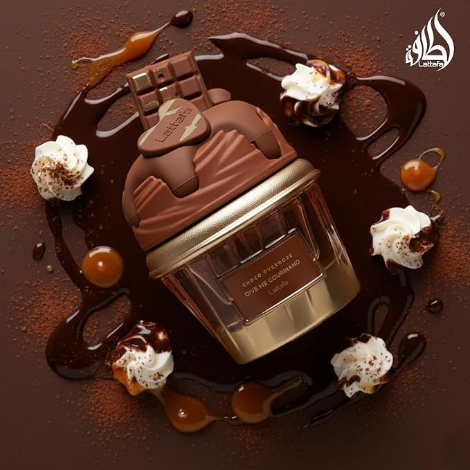 Lattafa Choco Overdose Eau de Parfum, Gourmand Collection, Dark Chocolate Fudge and Caramel Fragrance, 75ml Spray, Sweet and Elegant Give Me Gourmand Collection