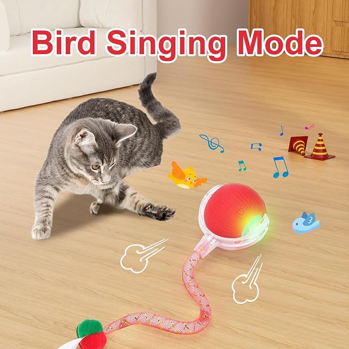 Speed 2.0 Tail Interactive Cat Toys for Indoor Cats, Moving Cat Toy | Chirping & Motion Activate Cat Toy, Smart Kitten Toys Rolling Ball Moving Ball, Electric Dog Cat Ball for Enrichment Exercise