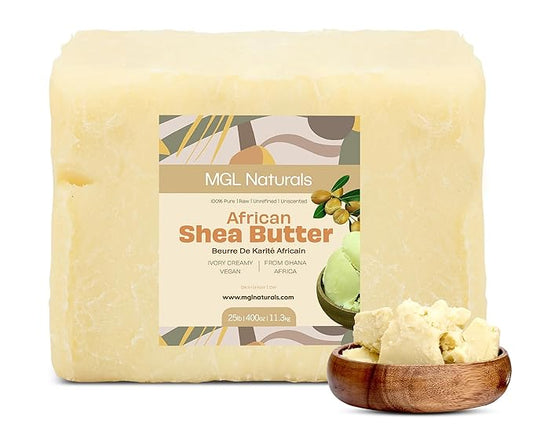 MGL Naturals Raw African Shea Butter Ivory 25 lb, 100% Pure and Unrefined. Nourish and moisturize skin and hair. Use alone or DIY recipes. From Ghana, West Africa. (25 lb)