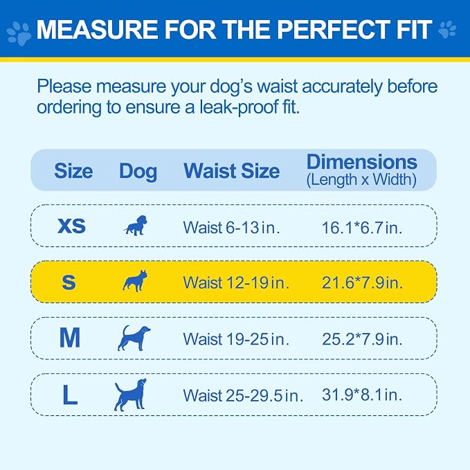 Wowflash 100 Count Dog Belly Bands for Male Dogs, Male Dog Diapers Disposable, Leakproof Dog Wraps with Wetness Indicator, Breathable Quick-Dry, Secure Fit for Doggy Puppy Training, Small