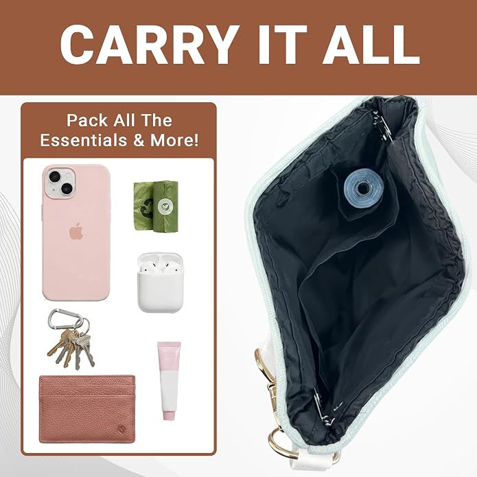 Dog Treat Pouch, Crossbody Treat Bag with Secure Pockets, Poop Bag Dispenser for Dog Moms, Walks, & Training