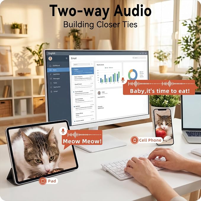 Automatic Cat Feeder with 2K Camera: 5G WiFi Automatic Dog Feeder | Night Vision, Two-way Audio, Voice Recording, 304 Stainless Steel Bowl, 6L Large Capacity, Detachable for Easy Clean -24 Cups