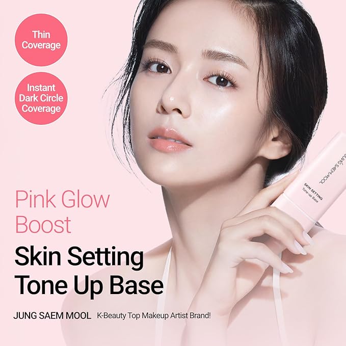 JUNG SAEM MOOL Skin Setting Tone Up Base 1.35 Fl Oz, Pink Luminizing Makeup Primer, Hydrating K-Beauty Base for Radiant Glow & Smooth Skin, Camu Camu for Vibrant Complexion, Longlasting, Korean Makeup